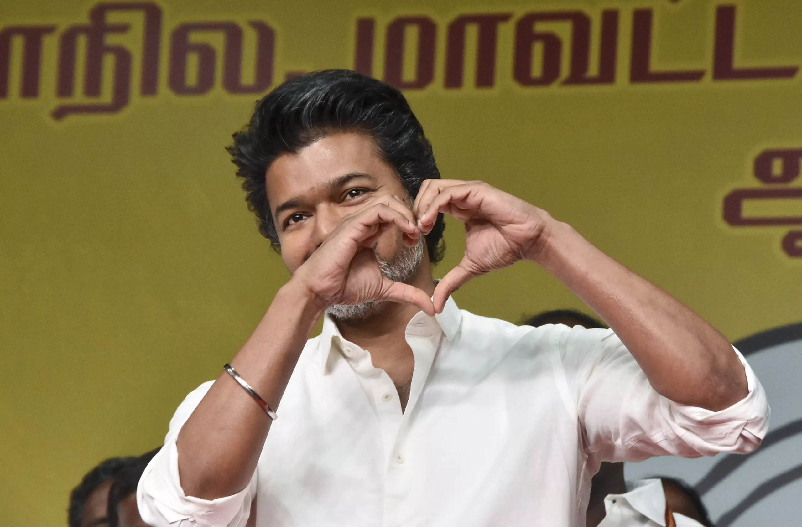 TVK Vijay Shows Love Sign