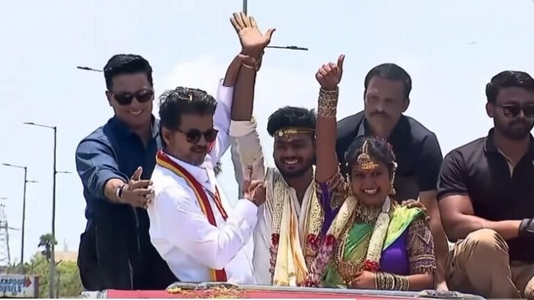 தேர்தல் பிரச்சாரத்தில் புதுமணத் தம்பதிக்கு விஜய் செய்த நெகிழ்ச்சி